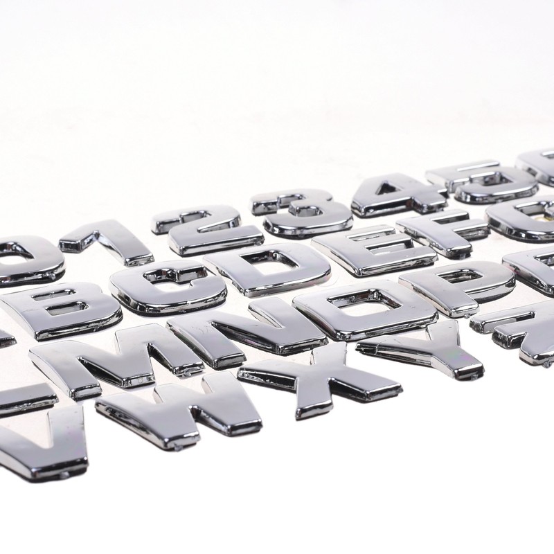 Cosmos 40 Pcs Silver Tone Plastic Car Letters Number Sticker