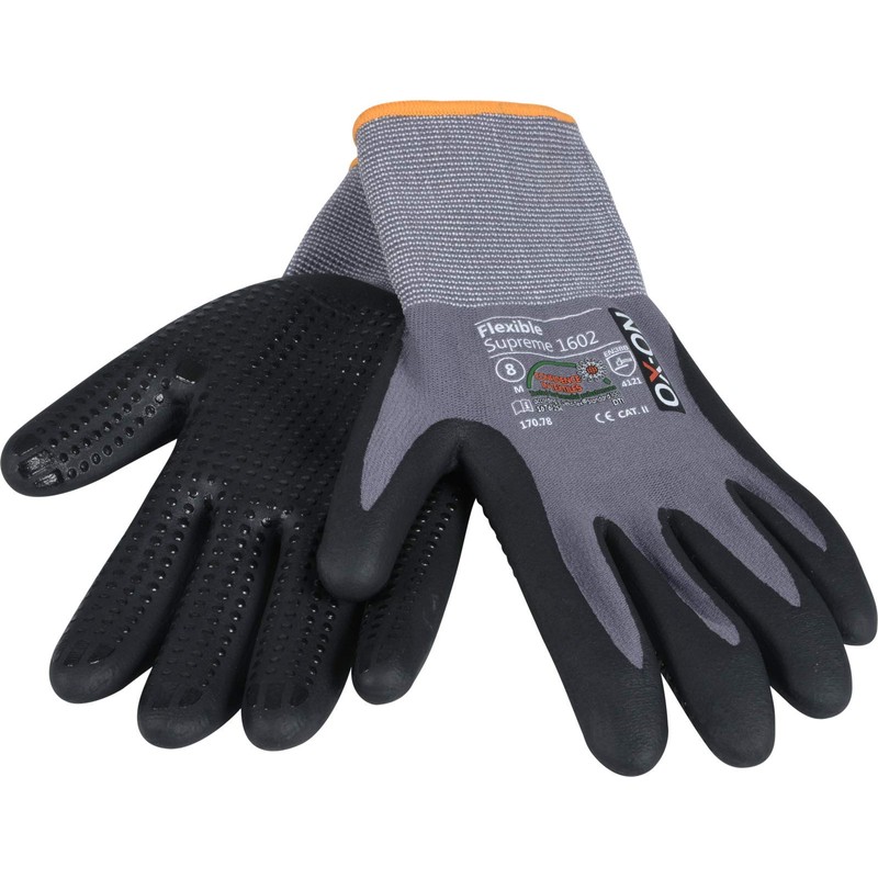 HandschuhMan. OX-ON Flexible Nopperl Work Gloves Nitrile Coated with Knobs