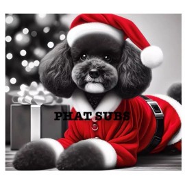 Unbranded 20oz Sublimation Tumbler Wrap Black Poodle Santa Ready To Press Heat Transfer