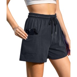 Ladies Summer Cotton Cargo Sports Shorts Soft and Absorbent with Pockets and Drawstring for Outdoor Fun Black 3XL