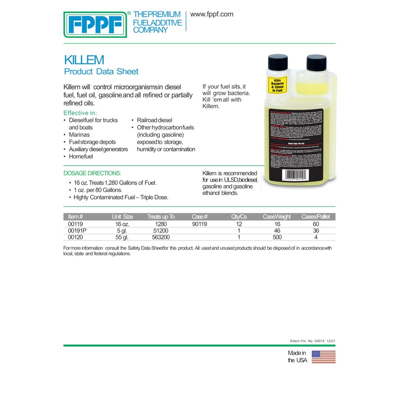 FPPF Killem 00119 Biocide, 16 oz. Bottle (Pack of 2)