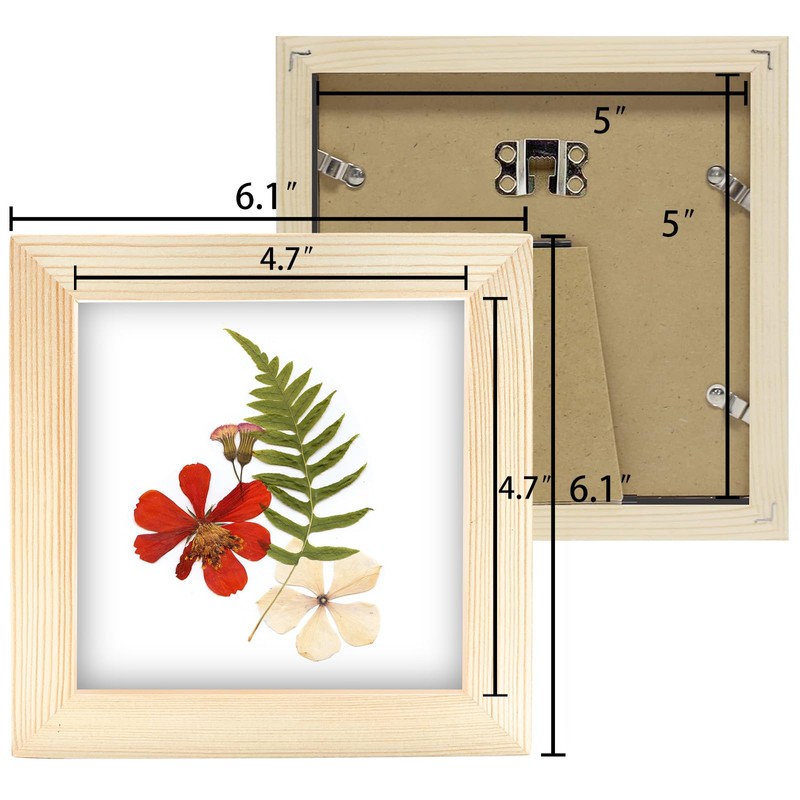 LEKAIYA 5x5 Picture Frames Set of 2, Square Natural Wood