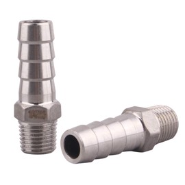 DERNORD Stainless Steel 1/2" Hose Barb x 1/4" NPT Male - Home Brew Pipe Fitting Pack of 2