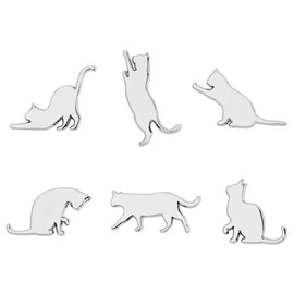 Catland Car Sticker Cat Emblem Charm Cat Emblem Cute Stylish Plate Sticker Car Sticker 3D Metal Waterproof Cat Shaped Decal Sticker Label for Car Bike Bicycle Suitcase Decoration Custom Parts Decoration Silver 6 Piece