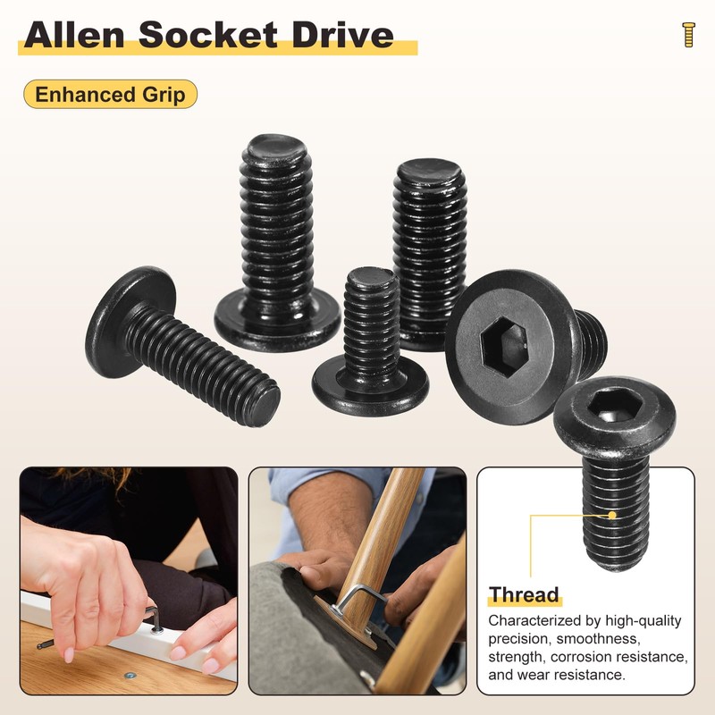 METALLIXITY Flat Head Hex Socket Cap Screws Bolts(M6-1x45) 15Pcs, Steel
