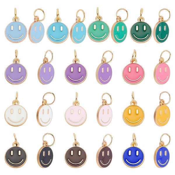 arricraft Pack of 52 13 Colours Alloy Enamel Happy Face