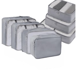 Packing Cubes, 7 Set Travel Packing Bags, Suitcase Organisers for Clothes, Travel Cubes Storage Bag Luggage Accessories (Grey, Packing Cubes + Underware Bag)