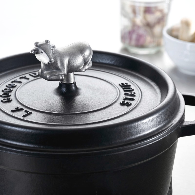 STAUB Cast Iron Animal Stainless Steel Knob, Cow