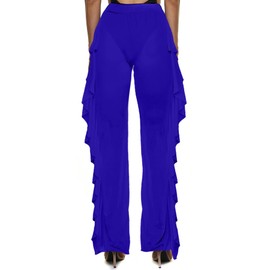 Perspectiva de las mujeres Pantalones de volantes de malla transparente Traje de baño Parte inferior de bikini Pantalones cubiertos