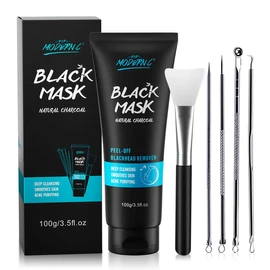 Blackhead Remover Mask, Blackhead Mask, Peel Off Black Mask, Blackhead Removal Mask, Bamboo Charcoal Black Mask, Skin Cleaning Remove Acne Blackheads, Extraction Tool Kit and Mask Brush