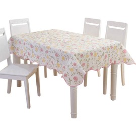 haruju Tablecloth Table Mat PVC Vinyl Kitchen Fabric Floral Print (Pink, 54" x 72")