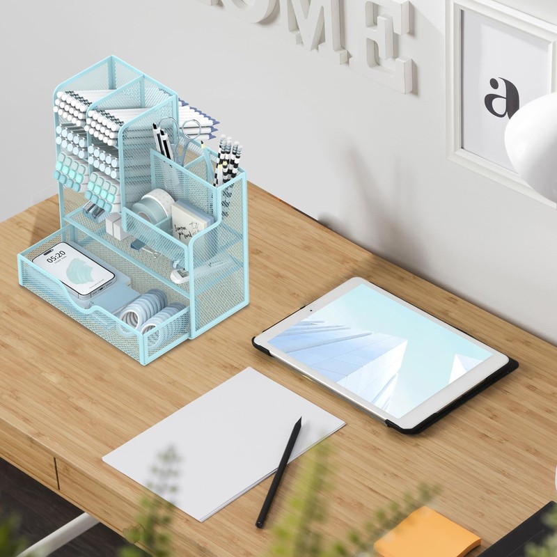 SUPEASY Pen Holder with Drawer, Desk Organiser and Accessories for