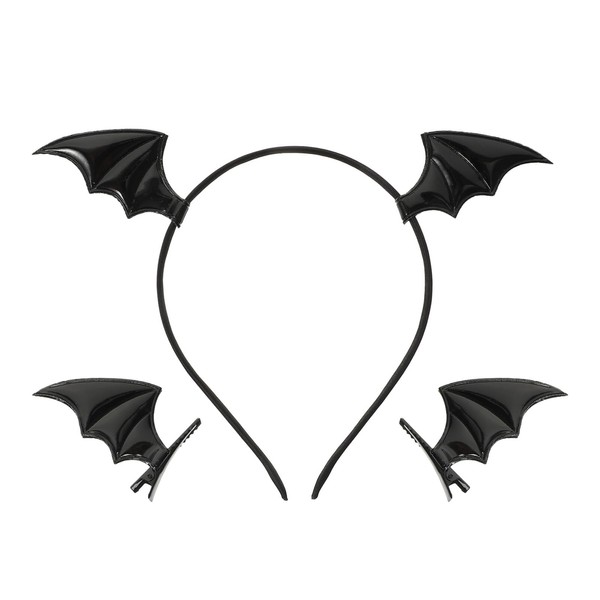 Beaupretty Halloween Bat Hair Clips Bat Wings Headband Cartoon Bat Ears Headband Hair Accessories Cosplay Costume Black