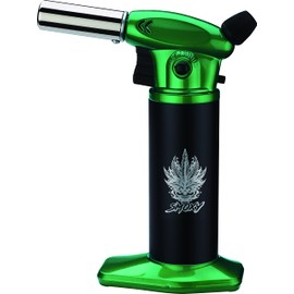 Smoxy Vulcan Kitchen Food Torch for Creme Brulee, Baking, Desserts and Searing- Butane Torch Lighter, Blow Torch for Cooking with Lock and Adjustable Flame (Butane Gas Not Included) (Green)