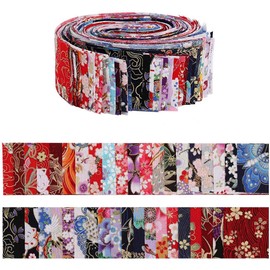 Fabric Strips for Quilting,80 PCS Roll Cotton Fabric for Sewing with Different Patterns DIY Craft Patchwork