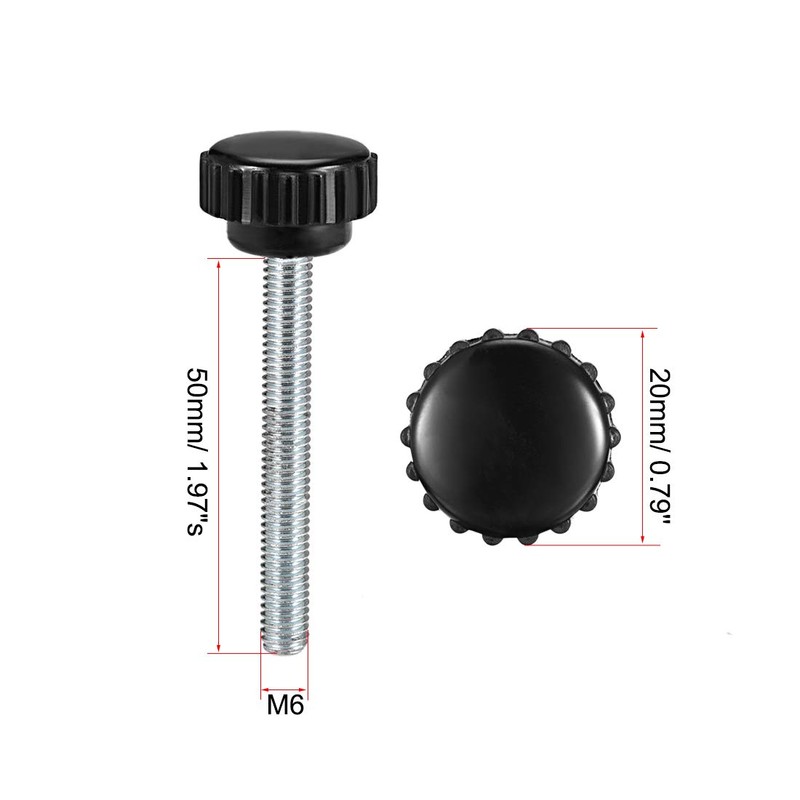 uxcell M6 x 50mm Male Thread Knurled Clamping Knobs Grip