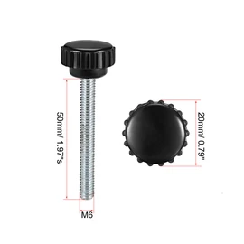 uxcell M6 x 50mm Male Thread Knurled Clamping Knobs Grip Thumb Screw on Type 2 Pcs