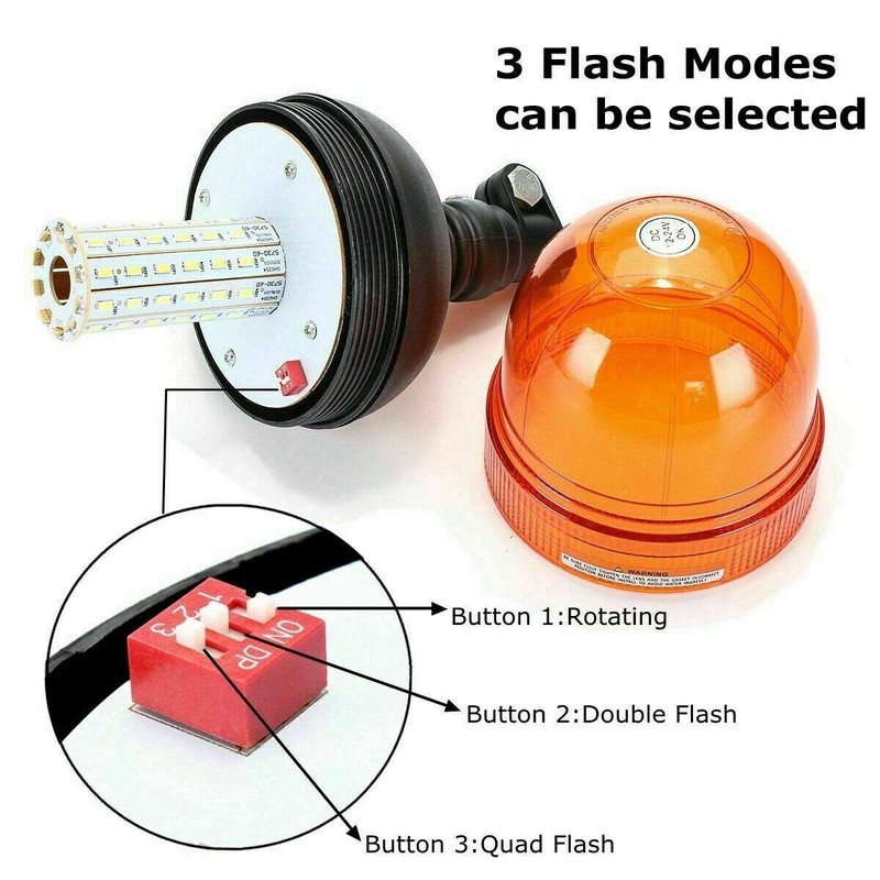 12/24V 60 LED Amber Strobe Rotating Flashing Light Emergency Warning