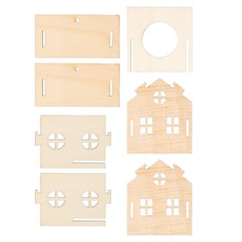 Ideen mit Herz Decorative Wooden House | Natural | Miniature Houses to Stick Together | for LED Tea Light | Hanging | 7.3cm x 8.4cm x 7.8cm