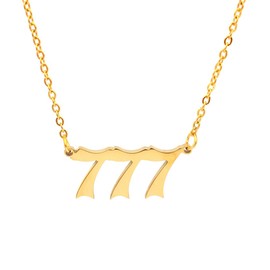 HUTINICE Angel Number Necklace, 777 Necklace Gold Dainty Choker Lucky Numbers Pendant Numerology Minimalist Women Jewelry (777-Gold)