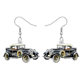 RAIDIN Cute Acrylic Classic Black Car Earrings for Women Girls Vintage Car Dangle Drop Hook Earrings Jewellery for Gifts, Acrylic, No Gemstone