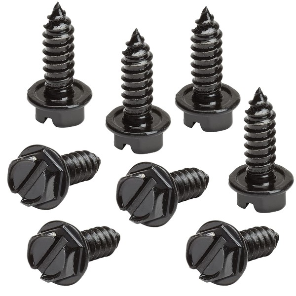 Black License Plate Screws Kit - Set of 8 Fasteners
