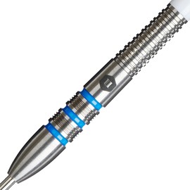 Unicorn Darts Set Contender | Darren 'Ice Cold' Beveridge | 90% Tungsten Barrels with Blue Accents & Intricately Machined Grip Rings | Durable Ultrafly Flights | Steel Tip Volute Points | 26 g