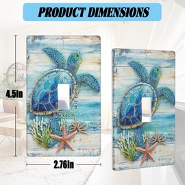 1 Gang Toggle Light Switch Plate Covers,Sea Turtle Starfish Ocean Coral Single Toggle Wall Plate Standard Size, Decorative Electrical Faceplate Switchplate Covers for Office Home Bathroom Decor