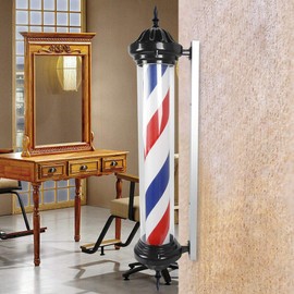 LED Barber Light Barber Shop Light 41" Open Sign Barber Pole Outdoor Barbershop Decor Barber Accessories Barbershop Decor Barber Shop Rotating Pole Light Red Blue White Stripes Hair Salon Sign