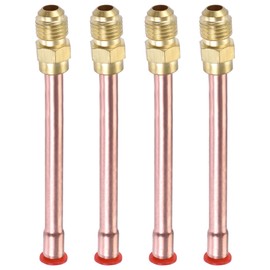 YOKIVE 4 Pcs Brass Fitting with Copper Pipe, Air Conditioning Unit Fitting 45 Degree Flared Connector Adapter, Great for Air Conditioner (1/4" Flare Thread)