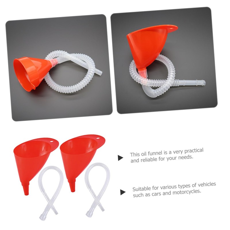 Kichvoe 2 Sets Durable Long Oil Funnels for Fuel Transfer
