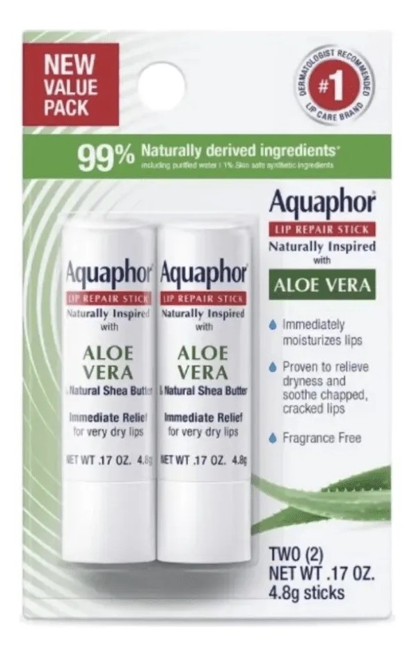 Bálsamo Labial Aquaphor Aloe Vera Pack 2 Piezas