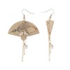 Holibanna 2pcs Fan Tassel Earrings Jeweled Earrings Alloy Fan Ear