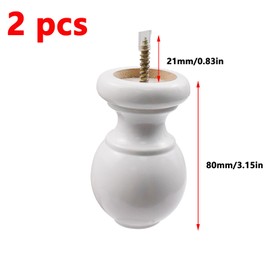 Antrader Finials For Curtain Rods, 2 Pcs Wood Curtain Rod Finials Drapery Rod Finials of Ball Shape, White