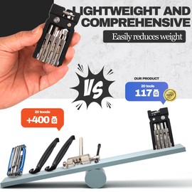 IMPALAPRO Bike Tool Kit Set 20 in 1 Compact and Lightweight (117.5g) Chrome-Vanadium (CRV) - Bike Multi Tool with Chain Breaker - Pocket Tool Kit - Bicycle Repair Kit (Black)