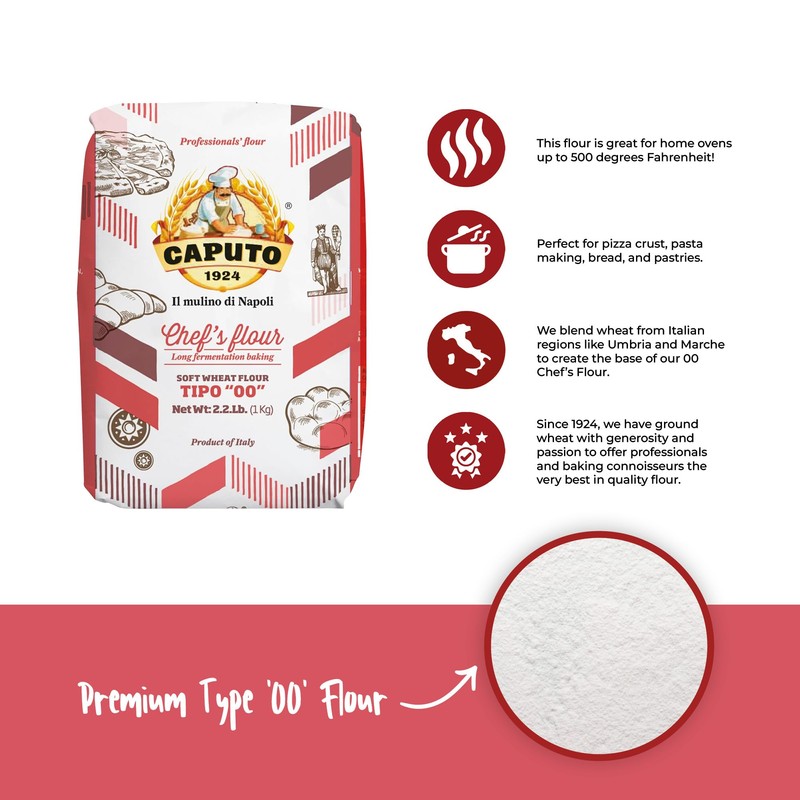 Antimo Caputo "00" Chefs Flour 1 Kilo, 2.2 Pound (Pack