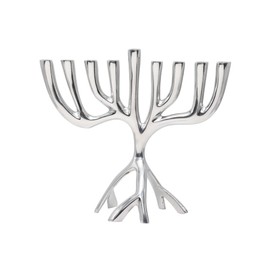 Yair Emanuel Modern Tree of Life Hanukkah Menorah - Diseño contemporáneo de aluminio - Tres velas estándar de Hanukkah (7 pulgadas)