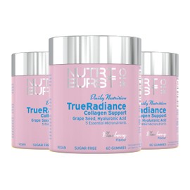 Nutriburst - TrueRadiance Collagen Support Multipack for Healthy Hair, Skin & Nails - Biotin (100µg), Hyaluronic Acid (50mg), Vitamin A (400µg) + Vitamin C (80mg) - 3 x 60 Gummies / 3 Month Supply