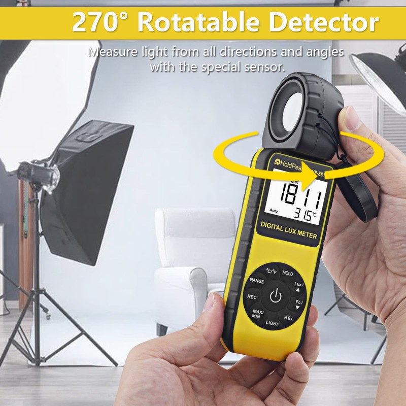 HOLDPEAK 881D Illuminance Light Meter, Digital Lux Foot Candles Meter