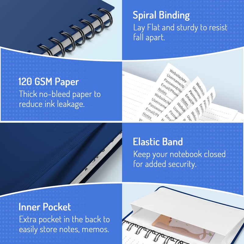 Forvencer Password Book with Individual Alphabetical Tabs, 4" x 5.5"