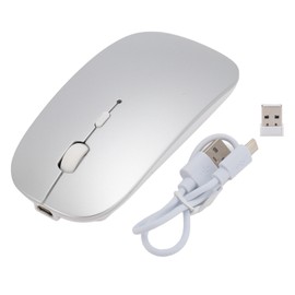 Wireless Mouse 2.4G Bluetooth Dual Mode Mouse 3 DPI Adjustable Silent Operation Ergonomic Rechargeable Mouse for Computer Laptop Silver