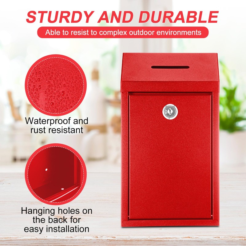 Yaocom Metal Donation Cash Box Collection Safe Suggestion Box with