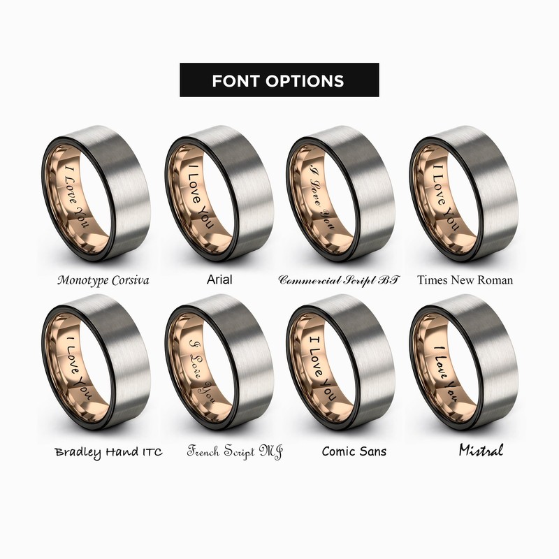 Midnight Rose Collection Tungsten Wedding Band Ring 4mm for Men