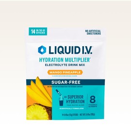 Liquid I.V. Sugar-Free Hydration Multiplier - Mango Pineapple - Hydration Powder Packets | Electrolyte Powder Drink Mix | Convenient Single-Serving Sticks | 8 Vitamins & Nutrients | 1 Pack (14 Servings)