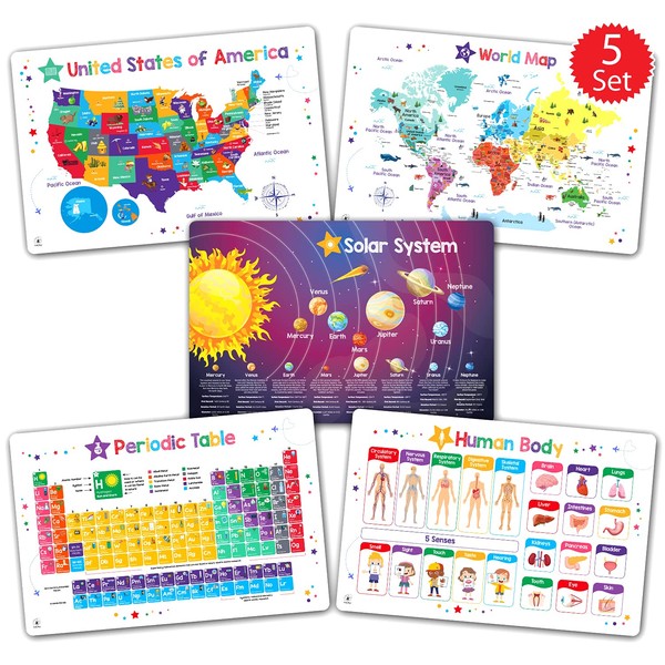 Simply Magic Discovery Set of 5 Educational Placemats for Kids