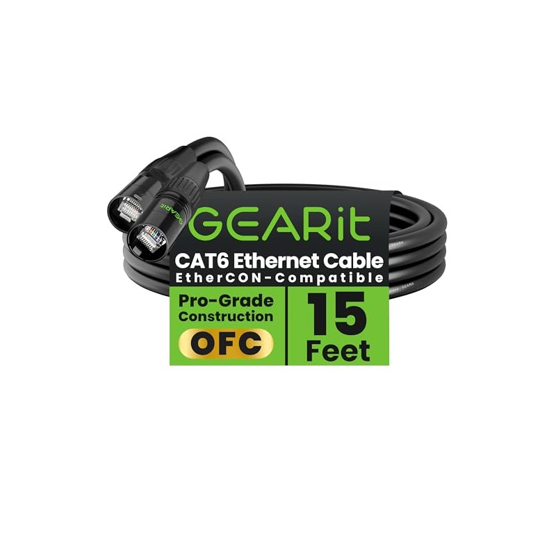 Cable Ethernet GEARit CAT6, compatible con EtherCON, conector RJ45 para