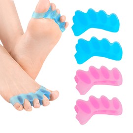 2 Pair Zehenspreizer Silikon, Weiche Zehentrenner Gel zur Zehenkorrektur, Toe Spreader bei Hallux Valgus,Toe Spacer für Damen Herren, ideal für Yoga, Sport Alltag, Blau und Rosa