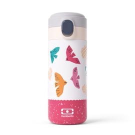 monbento - Kids Insulated Water Bottle Pop pink Birds - 360 ml/13 floz Kids Stainless Steel Water Bottle - Keeps Drinks Hot/Cold for up to 12 Hours - Perfect for Picnics - BPA Free - Birds Pattern