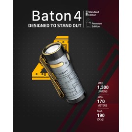OLIGHT Baton4 Rechargeable EDC Flashlight, LED Pocket Light 1300 Lumens with Magnetic Charging Cable, 6 Modes, IPX8 Waterproof for Home, Camping and Emergency (Fighter Pilot)