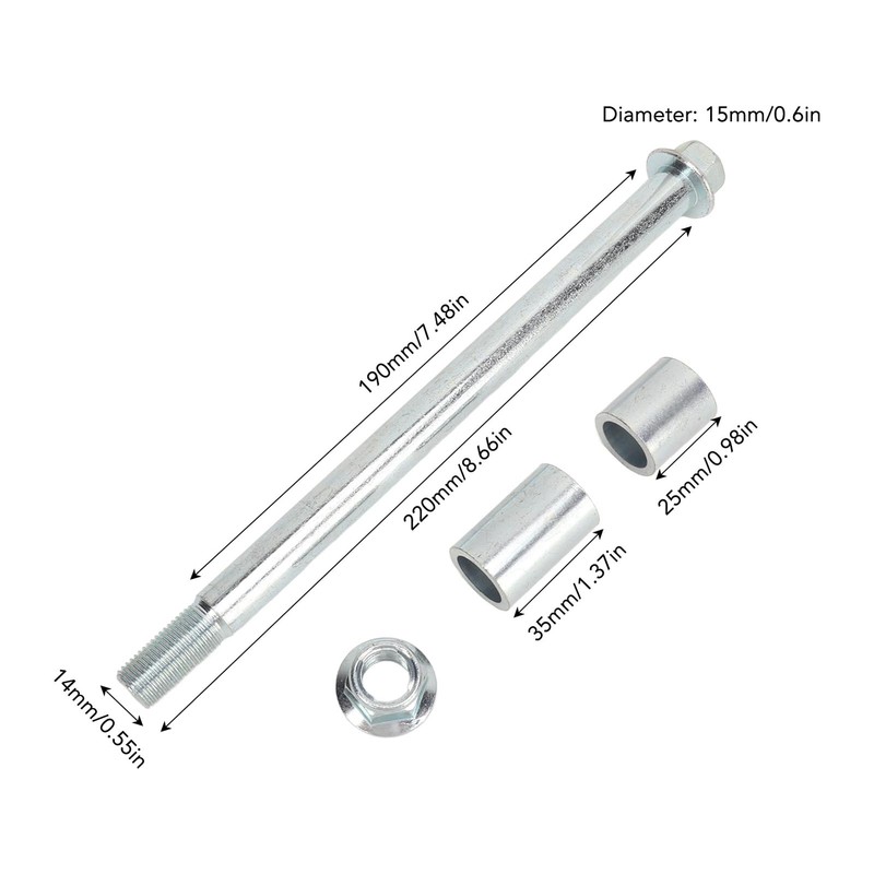 15mm 220mm Front Rear Axle with 2 Bushing Polished Housing